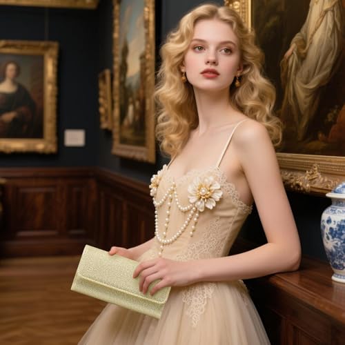Image of RNIEGA Clutch Purses for Women, Evening Bag with Detachable Chain Ladies Sparkling Party Handbag Wedding Bags
