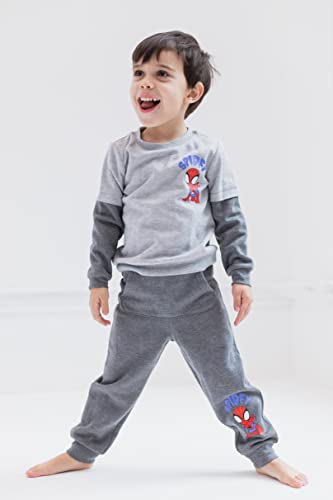 Marvel Spider-Man Toddler Boys Fleece Fashion Pullover T-Shirt Pants Gray 4T #TOP2