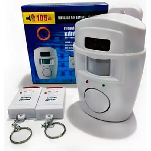 Alarme Residencial com Sensor de Movimento, Sirene Sem Fio, 2 Controles Remotos, Branco