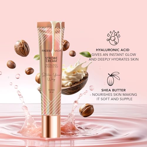 Image of FACESCANADA Strobe Cream - Silver, 18ml | Primer + Highlighter + Moisturizer | Shea Butter & Hyaluronic Acid | Intense Hydration | Flawless Radiant Dewy Skin | Illuminating & Glowing Makeup Base