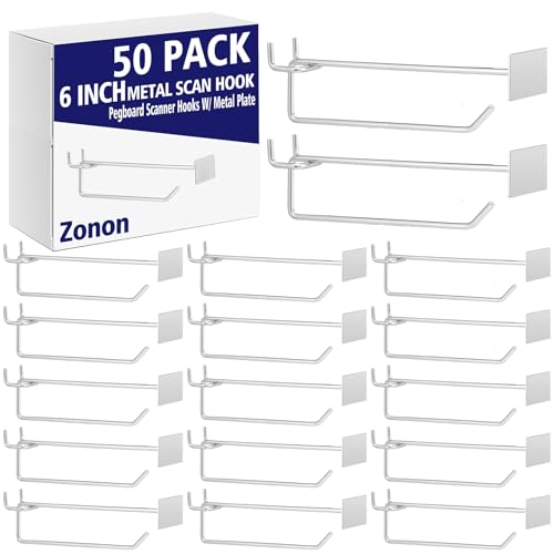 Zonon 50 Pack 6 Inch Pegboard Scanner Hooks with Label