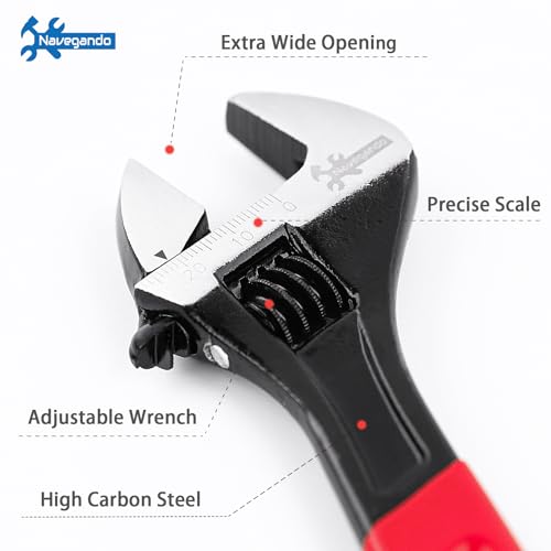 Navegando 3-Piece Adjustable Wrench Set, 6 8 10 Inch Adjustable Wrenches by Navegando - Used condition - Image 4