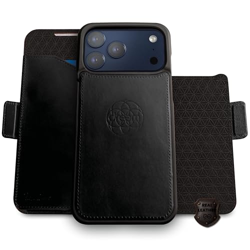 Funda iPhone 17 Pro Max MagSafe con tapa magnética removible y soporte de piel Dreem Fibonacci