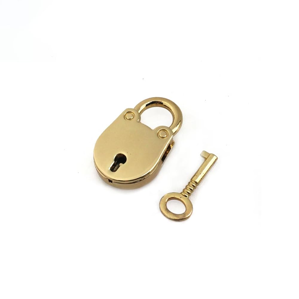1 mini candado dorado vintage en forma de oso antiguo con llave para bolso, joyero, caja de almacenamiento, libro de diario, armario