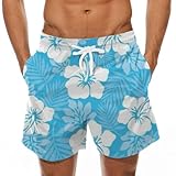Mens Gym Shorts Mini Spring Straight Leg Men Hawaii Hiking Fitted with Belts Slacks Polyester Cool with Pockets Turquoise L