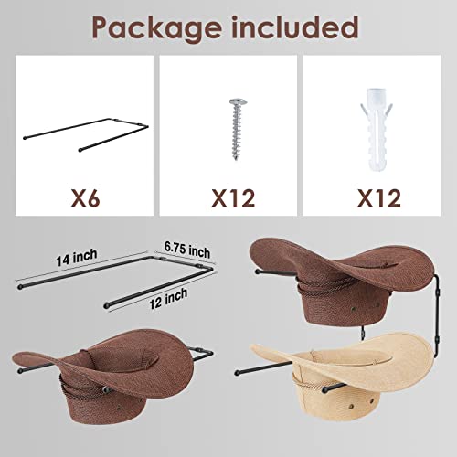 Cowboy Hat Rack - 6 Pcs Cowboy Hat Holder Organizer For Wall Décor Keeps Original Shape Of Hat Black Western Diy Hat Display Storage #TOP4