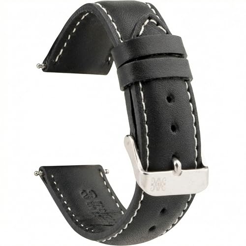 Bracelet montre cuir noir 22mm Moreira fait main en Espagne