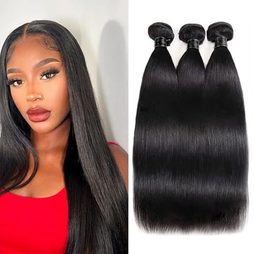 Extensions de cheveux brésiliens vierges lot de 3 pièces de 40cm lisses