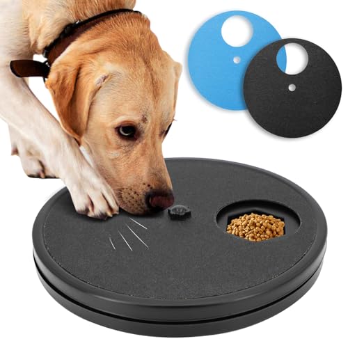 Ykall Rascador de Uñas para Perros 3 en 1 - Almohadilla Redonda Giratoria con Caja para Golosinas, Juguete Lima para Uñas, Ideal para Perros Pequeños y Grandes - Incluye Papeles de Lija (Negro)
