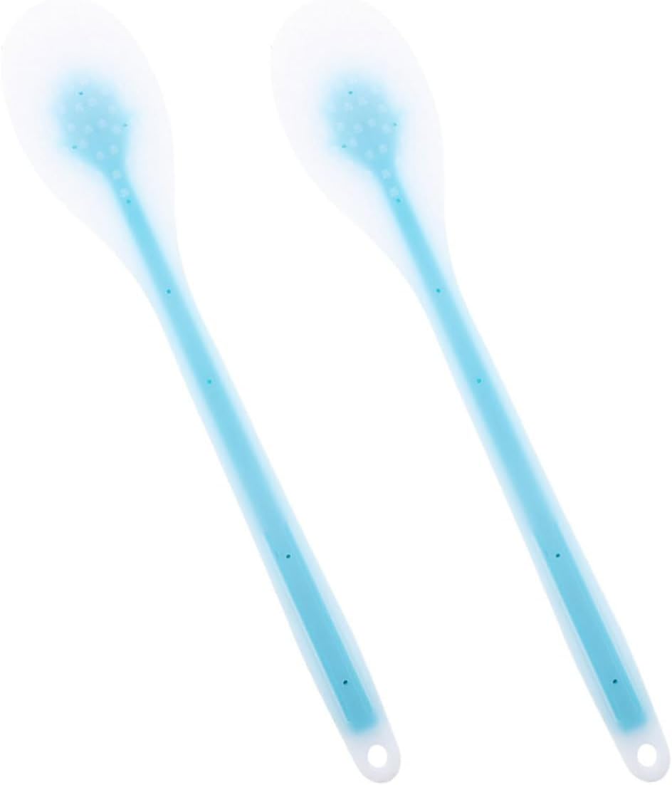 2pcs Blue TPE Lotion Applicator for Back with Long Handle, Easy to Clean Body Lotion Application Tool for Women and Elderly, Versatile Use for Cream, Sunscreen, and Medicine
