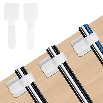 200pcs Hook and Loop Cable Straps,Under Desk Cable Management,Adjustable Cord Organizer for Desk Home Office Organization (White)