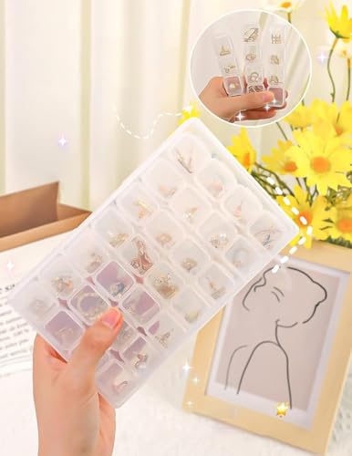Image of Plastic Medicines Jewellery Organiser 28 Grid Detachable Storage Box Case With Dividers Container For Rings, Earrings, Necklace, Lipstick, Makeup Home Organizer, Transparent
