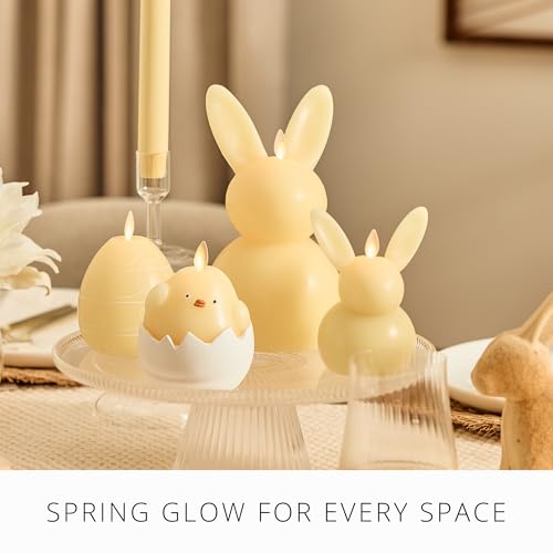 Image of Luminara Easter Bunny Candle- Lemon Chiffon 4.5 inch x 4.5 inch x 8.5 inch- Flameless Real-Flame Holiday-Inspired Decor- AA Batteries- Flickering LED Flame