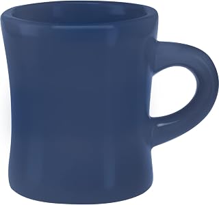 Culver 10-Ounce Ceramic Retro Diner Style Heavyweight Restaurant Mug, Two-finger C-handle (Blue, 1)