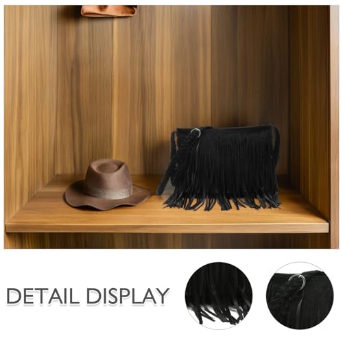 Image of Fringe Crossbody Handbag: Black Fringe Purse Crossbody Bag For Women Summer