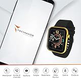 HAVA Smartwatch Techmade Czarny/Złoty Zegarek Fitness Mężczyźni Kobiety Pełny Dotykowy Krokomierz, Kalorie, Stoper, Monitora snu, Konfigurowalne tło, Kontrola muzyczna, Sport