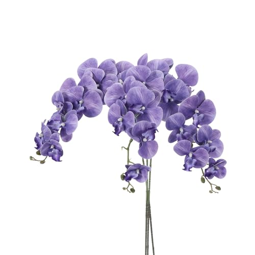 PATIKIL Artificial Orchid Stems 41", 3 Pack 9 Heads Faux Phalaenopsis Flowers Real Touch Fake Orchid Flower Branch for Vase Home Wedding Decoration, Violet by PATIKIL - Used condition - US$20.50