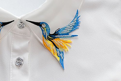 Shinywear Beads Embroidered False Shirt Collar Casual Detachable Lapel Retro British Dicky White #TOP4