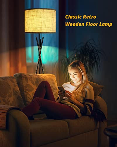 Chh Metal Tripod Floor Lamp, Mid Century Standing Lamp, Flaxen Lamp Shade With E26 Lamp Base,Modern Design Studying Light For Living Room, Bedroom, Study Room And Office #TOP3