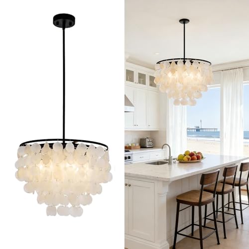 Loyled 4-Lights Capiz Shell Chandelier - 17.7” Coastal