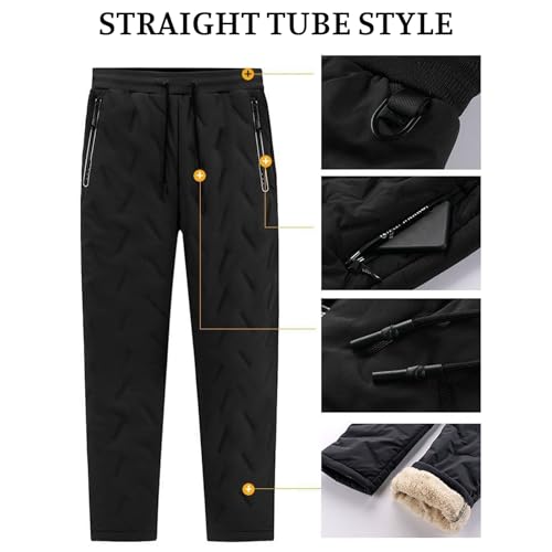 Men's Winter Fleece Lined Sherpa Pants Thermal Snow Trousers Winter Thick Warm Plush Joggers Outdoor Sweatpants3