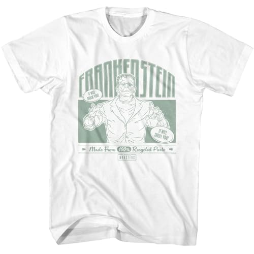 Universal Monsters Tshirt Frankenstein Shock Thrill Adult Horror Movie Vintage Style Graphic T Shirt Tees White