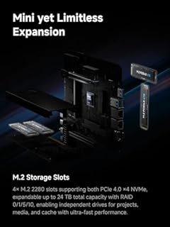 MINIS FORUM MS-02 Ultra Workstation Mini PC, Intel Core Ultra 9 285HX (24C/24T, jusqu'à 5,5 GHz), PCIe 5.0 x16, 4× DDR5(ECC), 4× M.2, USB4 v2, Dual 25GbE+10GbE+2.5GbE(vPro), Wi-FI 7,sans RAM ni SSD