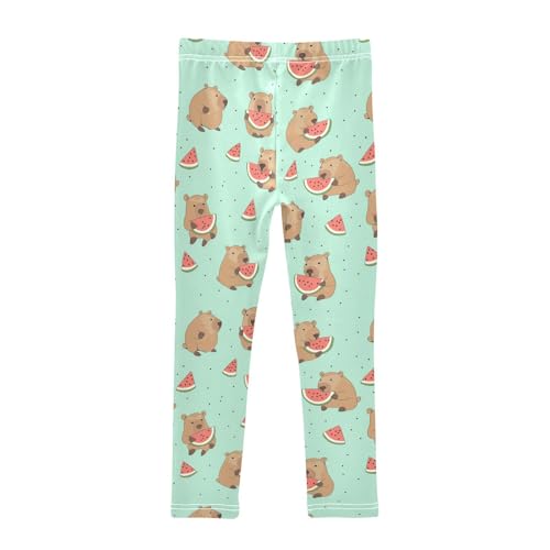 Wusikd Cute Capybara Girls' Leggings Toddler Doodles Watermelon Kids Yoga Pants Dance Active Tights 4T2