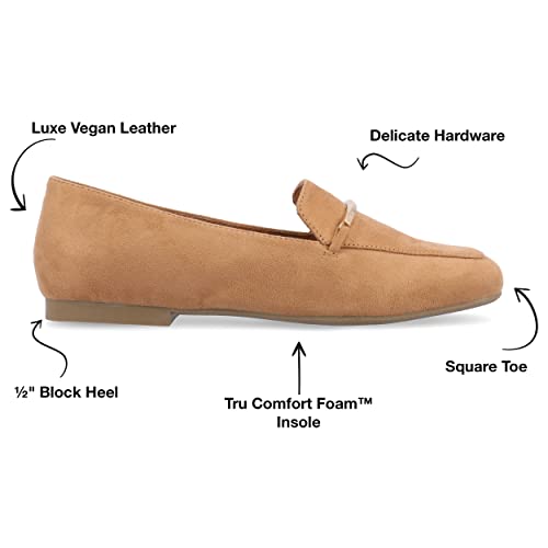 Image of Journee Womens Loafer Flat Notched Topline Square Toe Slip-On Block Heel - Wrenn Casual Dress Shoe