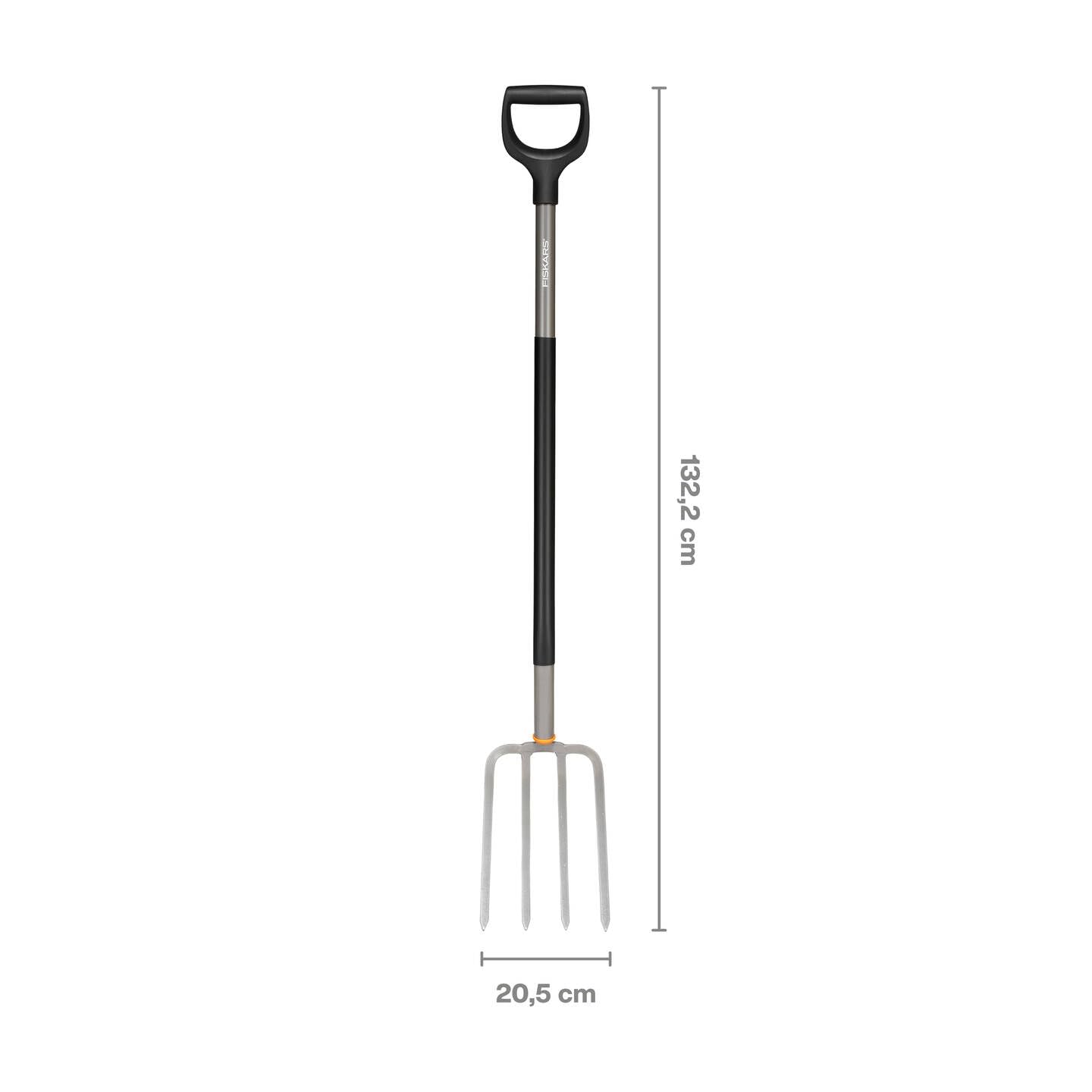 Fiskars Forcone per Terreni Duri e Sassosi, con 4 Rebbi, Lunghezza: 132 cm, Acciaio al Boro di Alta Qualità, Grigio/Nero, Ergonomico, 1070679