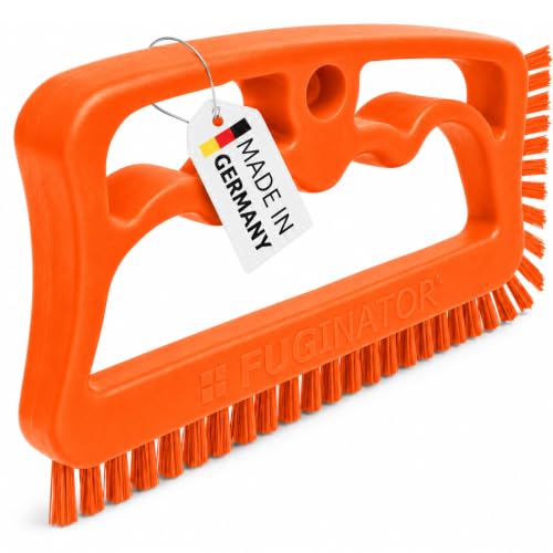 FUGINATOR | Fugenbürste für Bad WC & Küche Handliche Bürste zur Fugenreinigung von Wand- & Bodenfliesen Effektive Spaltreinigungsbürste für Enge Zwischenräume Made in Germany Neon-Orange
