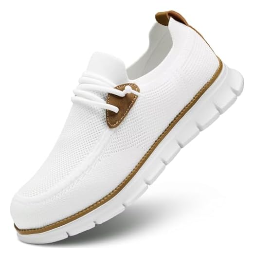 Mens Casual Loafers Shoes Slip On Fashion Walking Dress Sneakers Business Oxfords Work Lightweight Soft Sole Zapatos All/White