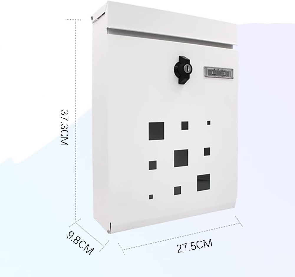 Modern Galvanized Steel Mailbox ,Locking Wall Mount Mailbox,Large Capacity Mailbox for House,Metal Mailbox for House Outside,White