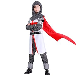 RABISS Kids Knight Costume for Boys and Girls Medieval Knight Child’s Costume Narnia Costume Renaissance Roman Warrior Costume Halloween Carnival Noble Knight Costume Kids Crusader Knight Boys Costume