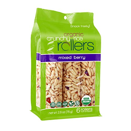 Crunchy Rice Rollers - Organic Snacks - Gluten Free - Allergy Friendly - Mixed Berry (4 Packs of 6 Rollers)