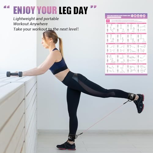 Image of Ankle Resistance Bands with Cuffs, Leg Exercise Equipment with Poster | Ankle Bands for Working Out, Kickbacks Hip, Leg Glute, Resistance Workout Equipment for Women