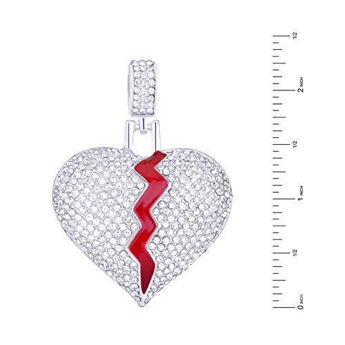 Remedy Broken Heart Iced Pendant 24" Tennis Chain Thc 16875 S #TOP1