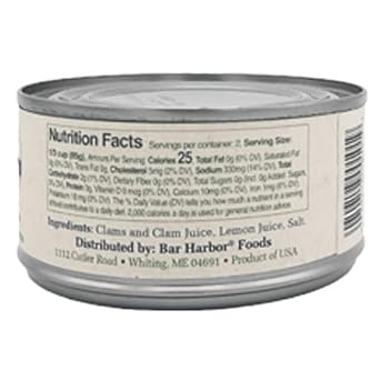 Bar Harbor Georges Bank Chopped Surf Clams, Sweet & Tender, 6.5 oz | Sustainably Sourced | No Artificial Preservatives or MSG [Pack of 6]