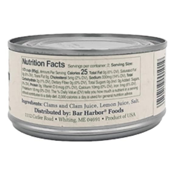 Bar Harbor Georges Bank Chopped Surf Clams, Sweet & Tender, 6.5 oz | Sustainably Sourced | No Artificial Preservatives or MSG [Pack of 6]