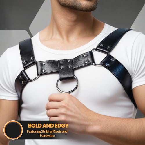 Men's PU Leather Chest Harness – Adjustable Shoulder Belt for Fashion Styling, Costume Accessory for Festivals, Cosplay, Stage Performance3