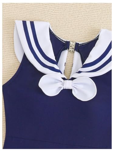 OYOANGLE Girl's Cute Bow One Piece Swimsuit with Ruffle Beach Skirt Cover Up Sporty Bathing Suits3