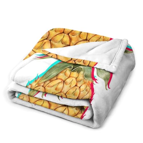 Couverture polaire jaune ananas plaid peluche doux lit canapé 100x127