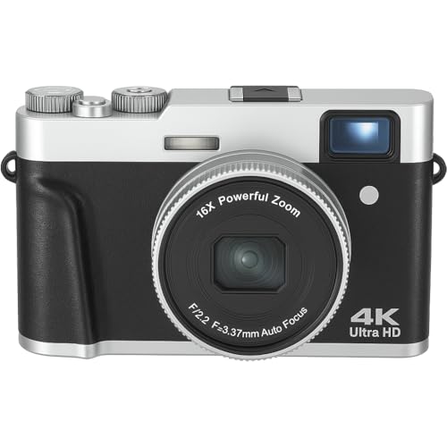 4K Digital Camera with 48MP Ultra HD, 16X Digital Zoom, 2.8 IPS Screen, Autofocus, Vlogging Camcorder, External Mic & Flash Support, TF Card Slot (Black)