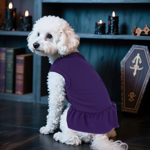 2 Pcs Dog Dresses Cat Skirt Solid Color Dog Clothes Summer Sleeveless Puppy Girl Clothes for Small Pet Dogs Cats (Purple,Orange, Medium) by choyaxo - Used condition - Image 6