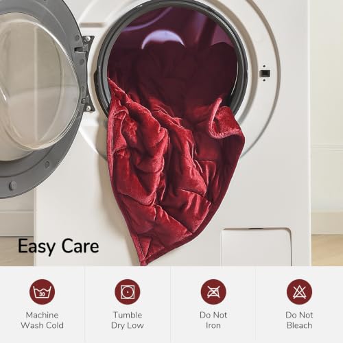 Image of Kaisa Weighted Blanket for Adults 7lbs 41 inch x 53 inch, Soft Heavy Cozy Luxury Crystal Velvet Small Weighted Lap Blanket, All-Season Blanket, Machine Washable, Burgundy