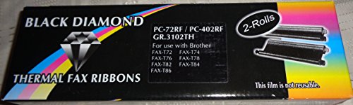 Image of Pack 2 Brother Fax Film Ink Ribbon T72 T74 T76 T78 T82 T84 T86 T92 T94 T96 T98 PC72RF COMPATABLE BLACK DIAMOUND TT008 3102TH
