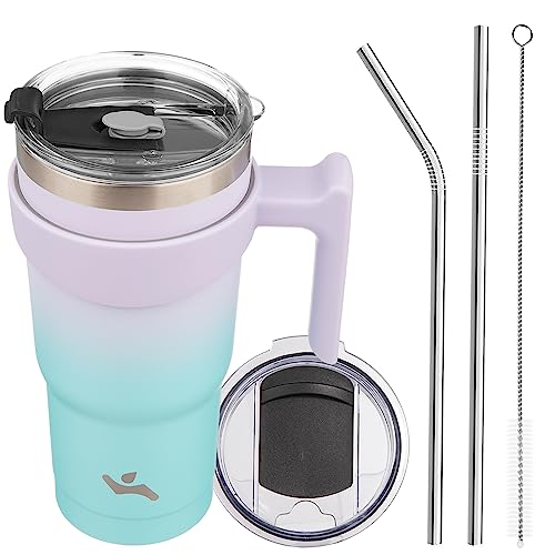 Image of Konokyo 20 oz Tumbler with Handle and Straw, Insulated Travel Mug