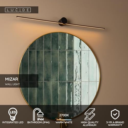 Lucide MIZAR - Wandleuchte Badezimmer - LED Dim. - 1x10W 2700K - IP44 - Schwarz