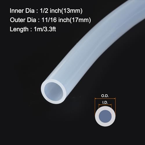 Image of 3.3ft 1 /2 inch ID x 11 /16 inch OD Silicone Tubing Clear 13mm x 17mm Industrial Plastic Tubing Pure Silicone Hoses for Pump Siphoning Draining Irrigation Brewing