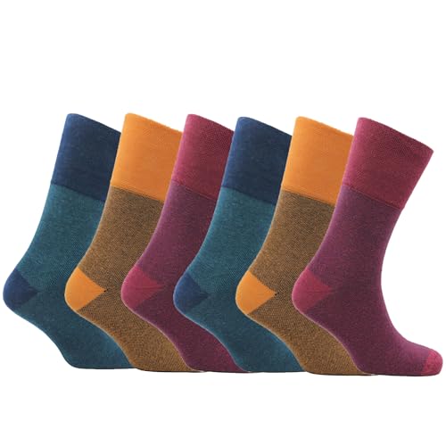 Mens Wellness Sox – 6 Pairs Organic Cotton Socks with Non-Elastic Cuff – Work, Walking & Travel | Antibacterial Diabetic | UK 6-11 | EU 39-46 (UK, Alpha, One Size, Regular, Regular, Waterton)